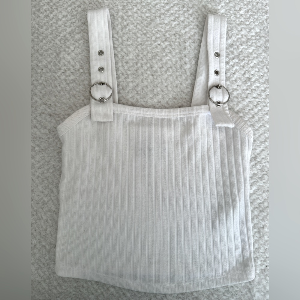 HOLLISTER White Buckle-Strap Tank